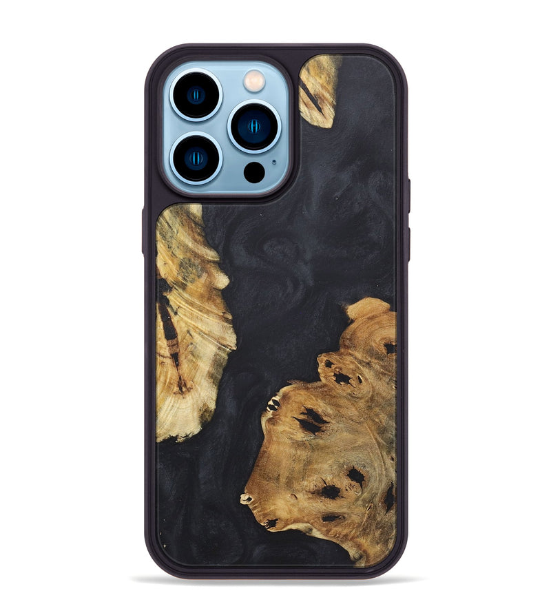 iPhone 14 Pro Max Wood+Resin Phone Case - Ariel (Pure Black, 718818)