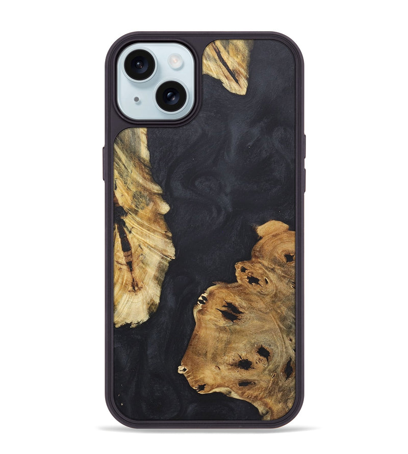 iPhone 15 Plus Wood+Resin Phone Case - Ariel (Pure Black, 718818)