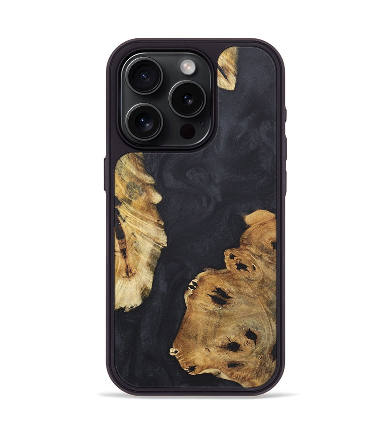 iPhone 15 Pro Wood+Resin Phone Case - Ariel (Pure Black, 718818)