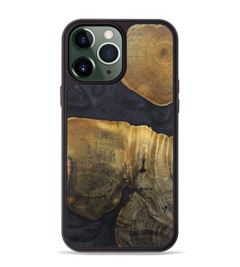 iPhone 13 Pro Max Wood+Resin Phone Case - Johnny (Pure Black, 718820)