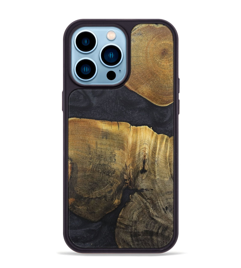 iPhone 14 Pro Max Wood+Resin Phone Case - Johnny (Pure Black, 718820)