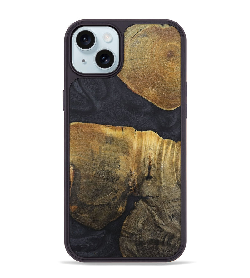 iPhone 15 Plus Wood+Resin Phone Case - Johnny (Pure Black, 718820)