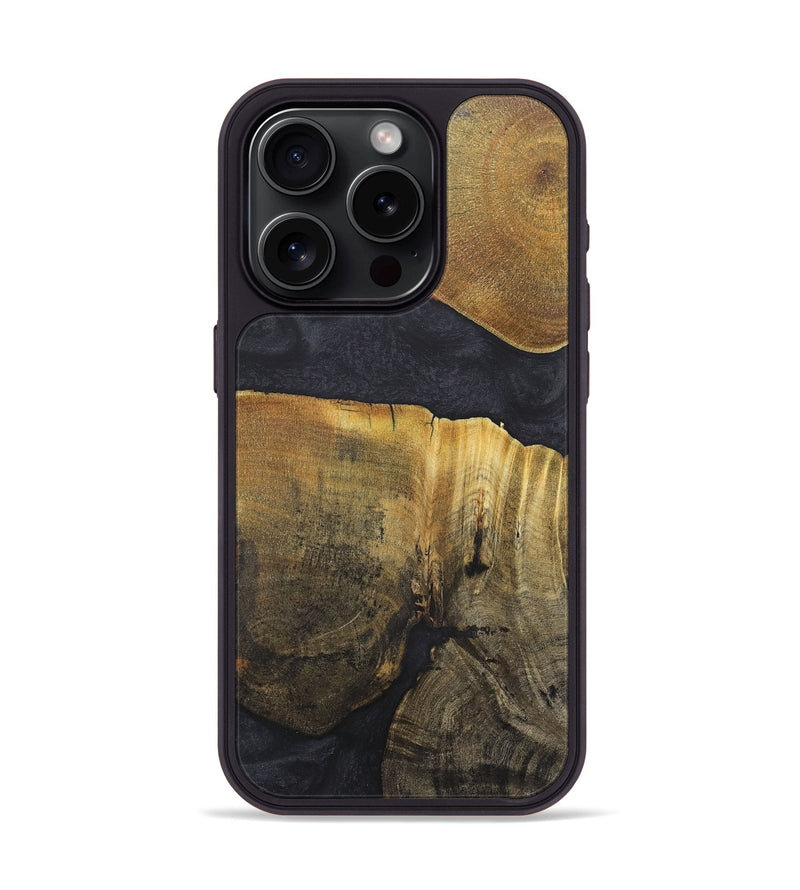 iPhone 15 Pro Wood+Resin Phone Case - Johnny (Pure Black, 718820)