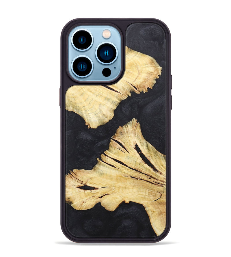 iPhone 14 Pro Max Wood+Resin Phone Case - Russell (Pure Black, 718821)