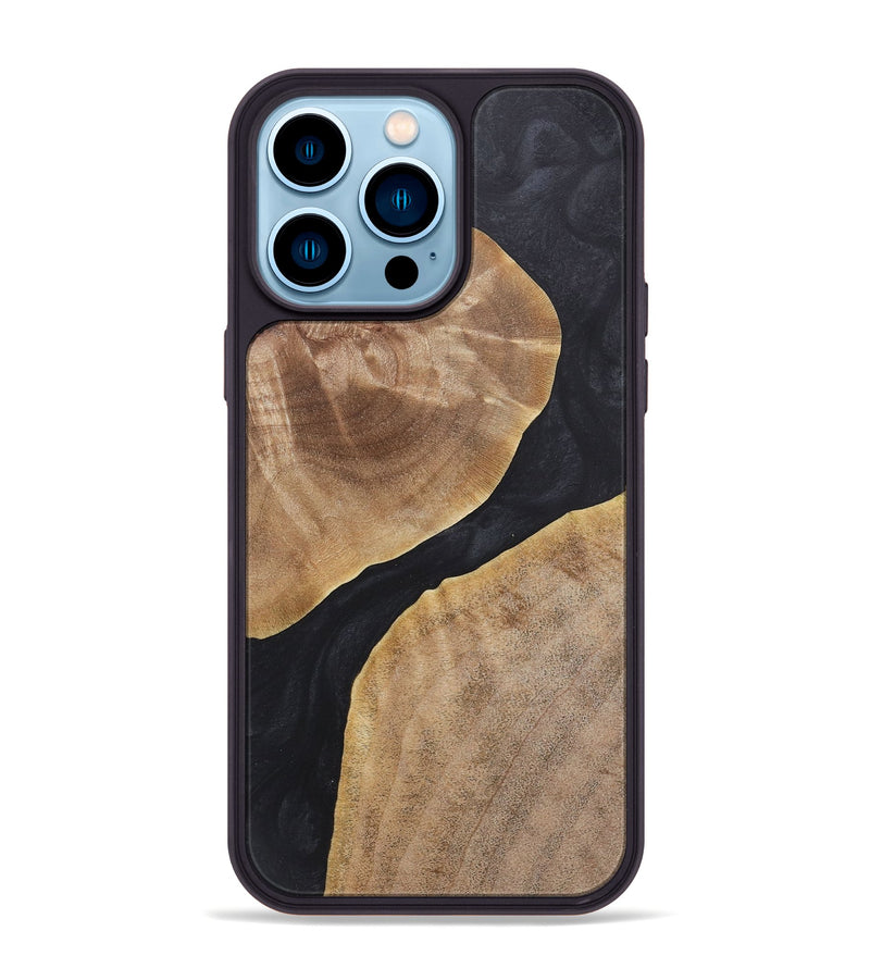 iPhone 14 Pro Max Wood+Resin Phone Case - Kyla (Pure Black, 718822)