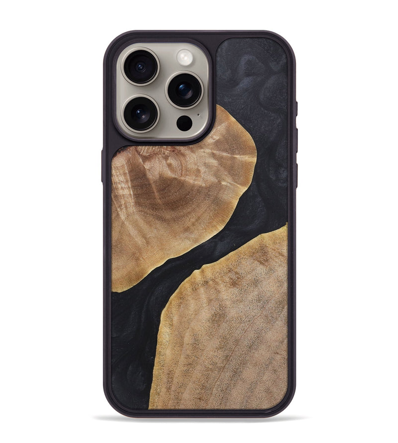 iPhone 15 Pro Max Wood+Resin Phone Case - Kyla (Pure Black, 718822)