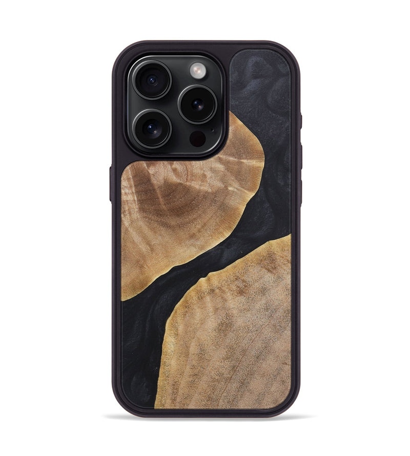 iPhone 15 Pro Wood+Resin Phone Case - Kyla (Pure Black, 718822)