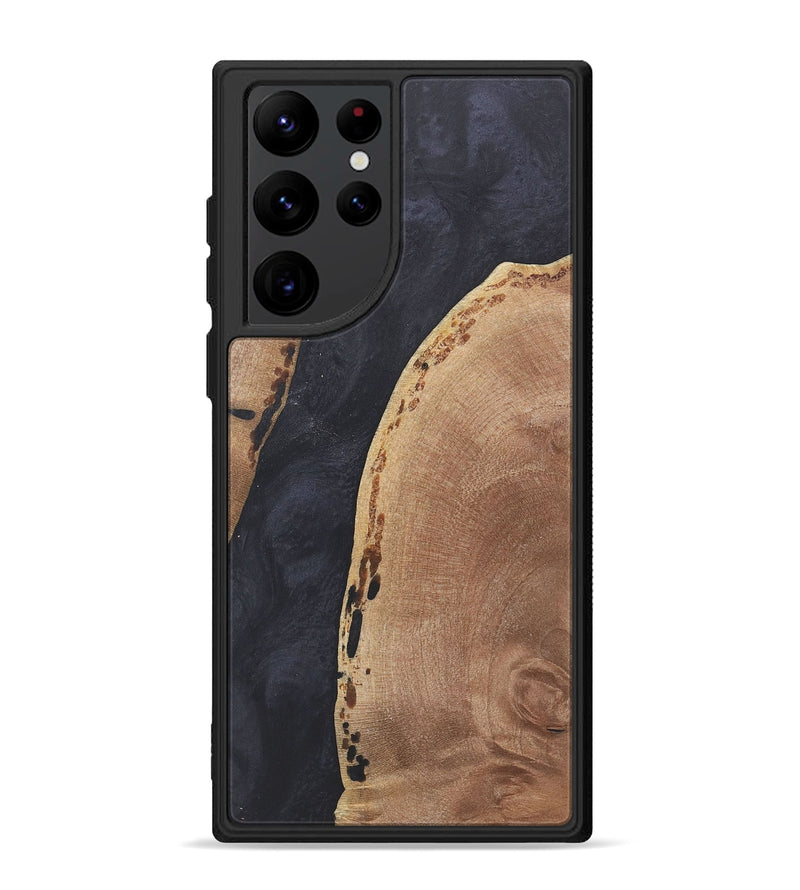 Galaxy S22 Ultra Wood+Resin Phone Case - Barry (Pure Black, 718823)