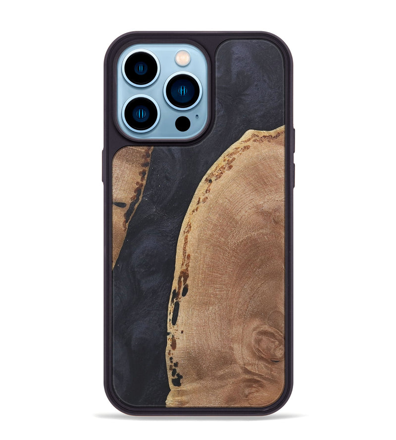 iPhone 14 Pro Max Wood+Resin Phone Case - Barry (Pure Black, 718823)