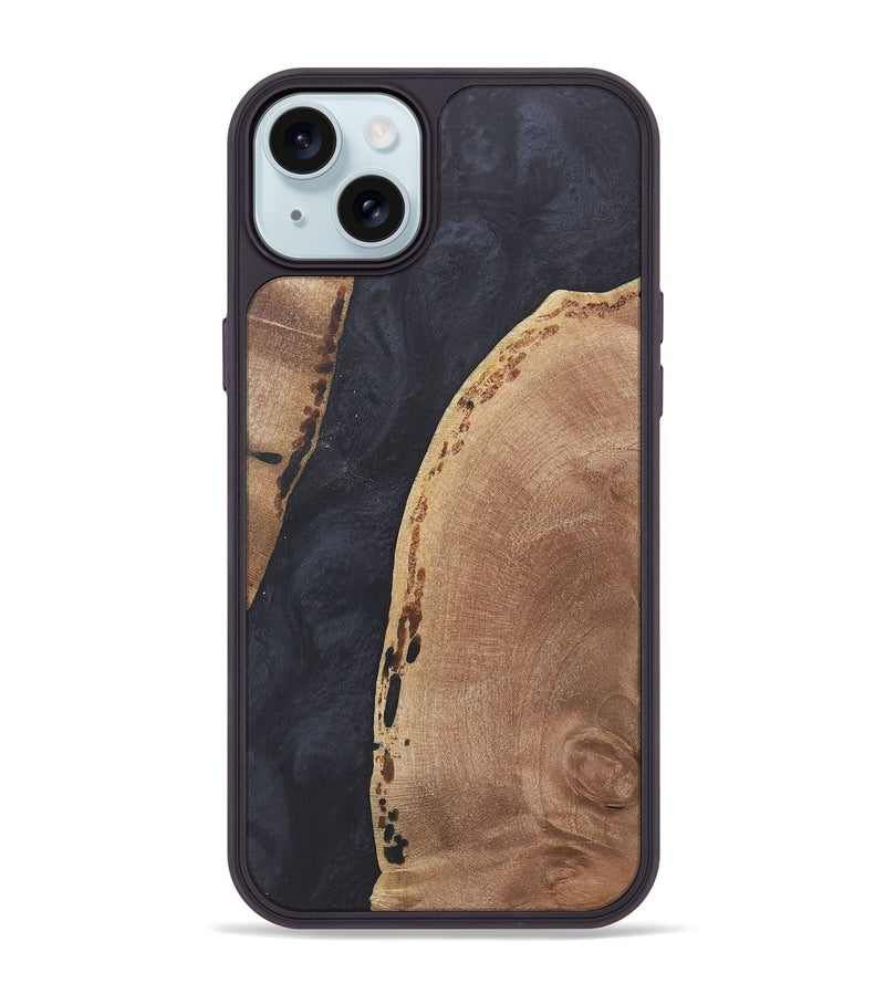 iPhone 15 Plus Wood+Resin Phone Case - Barry (Pure Black, 718823)