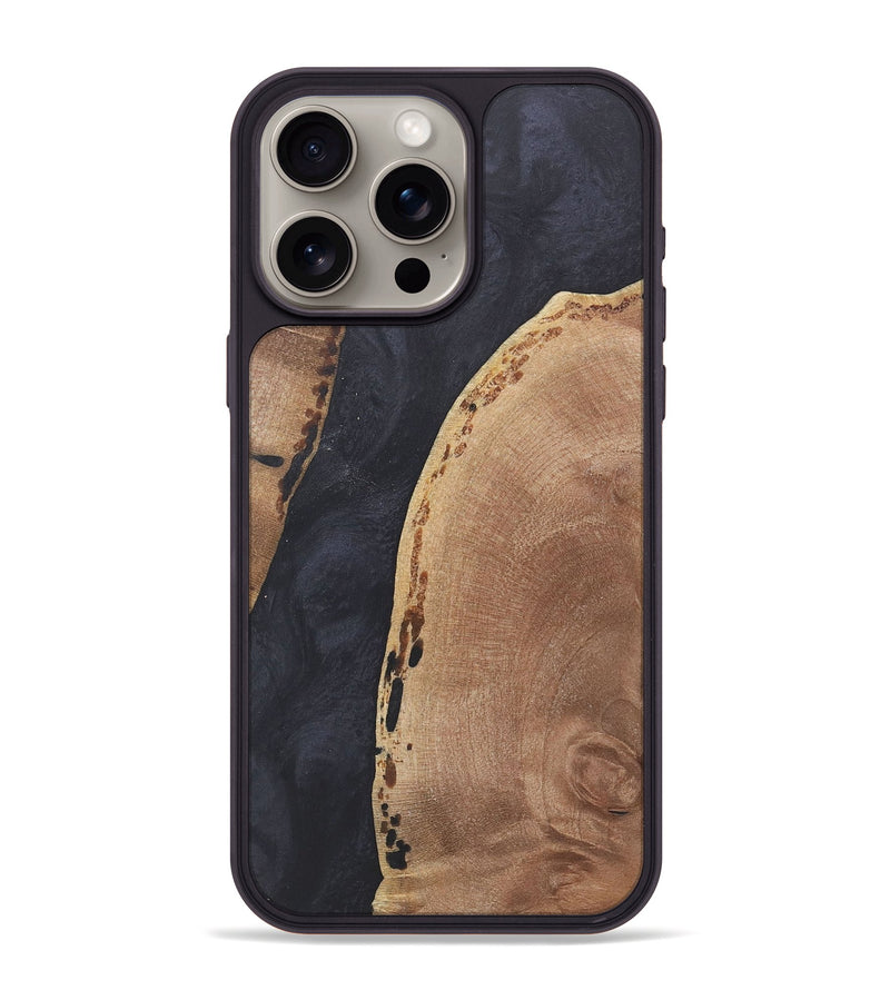 iPhone 15 Pro Max Wood+Resin Phone Case - Barry (Pure Black, 718823)