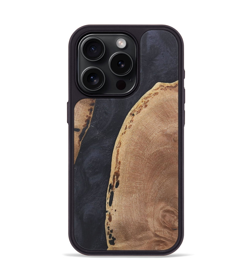 iPhone 15 Pro Wood+Resin Phone Case - Barry (Pure Black, 718823)