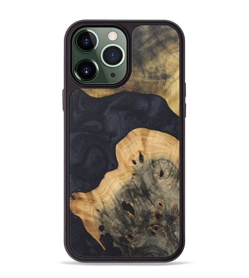 iPhone 13 Pro Max Wood+Resin Phone Case - Jewel (Pure Black, 718824)