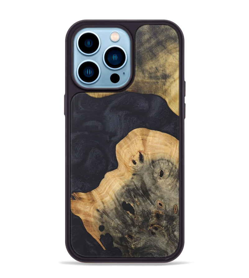 iPhone 14 Pro Max Wood+Resin Phone Case - Jewel (Pure Black, 718824)