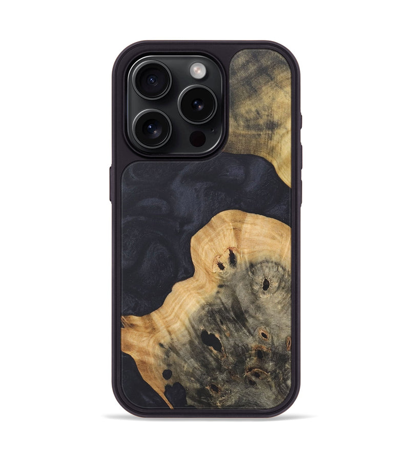 iPhone 15 Pro Wood+Resin Phone Case - Jewel (Pure Black, 718824)