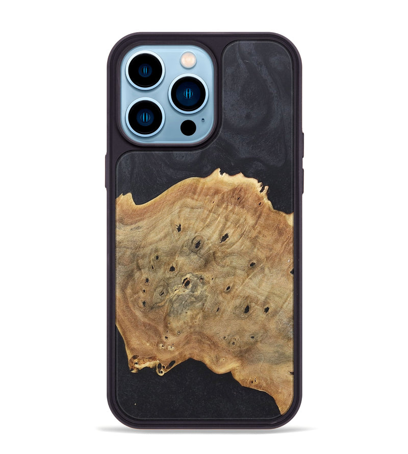 iPhone 14 Pro Max Wood+Resin Phone Case - Staci (Pure Black, 718827)