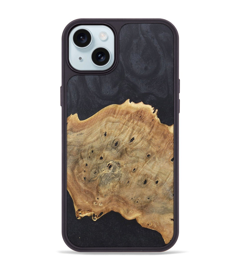 iPhone 15 Plus Wood+Resin Phone Case - Staci (Pure Black, 718827)