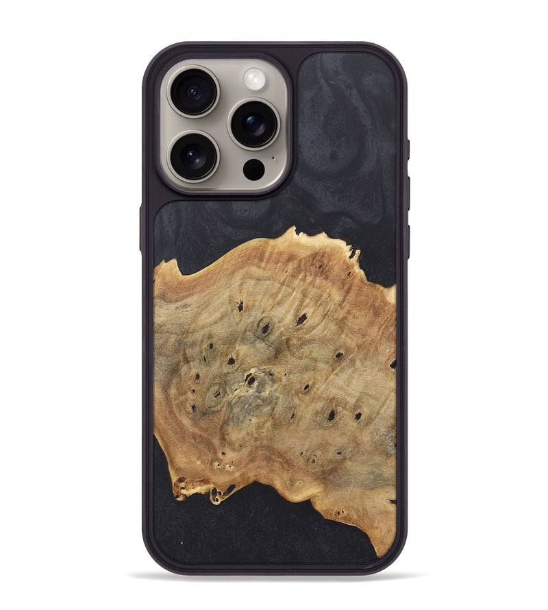 iPhone 15 Pro Max Wood+Resin Phone Case - Staci (Pure Black, 718827)