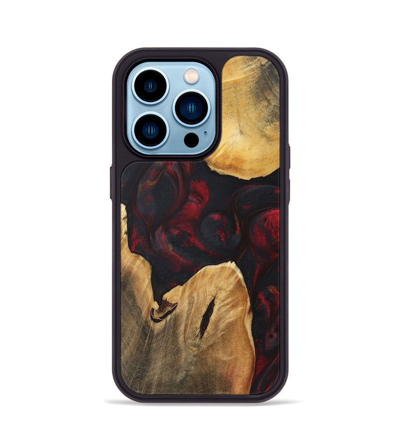 iPhone 14 Pro Wood+Resin Phone Case - Pablo (Red, 718829)