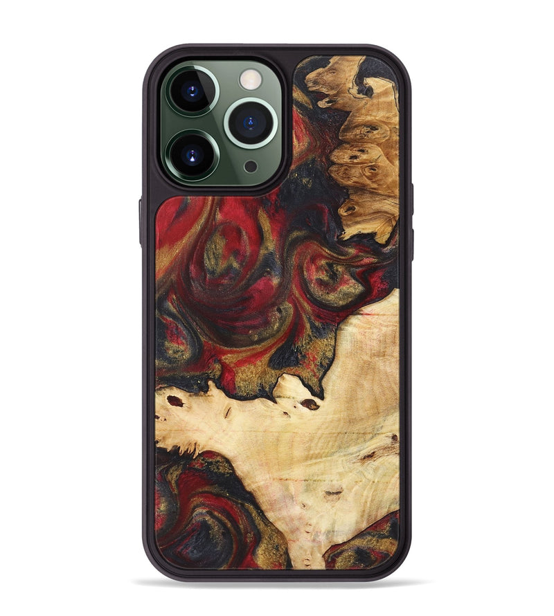 iPhone 13 Pro Max Wood+Resin Phone Case - Laverne (Red, 718830)