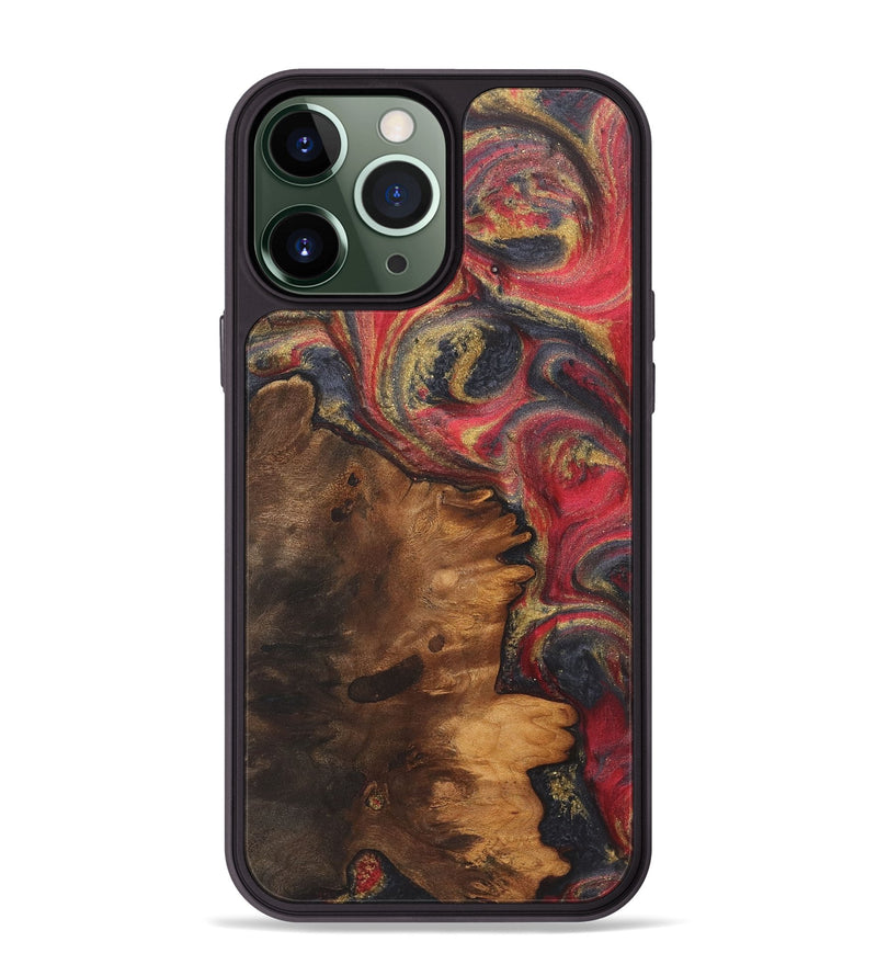 iPhone 13 Pro Max Wood+Resin Phone Case - Justin (Red, 718832)