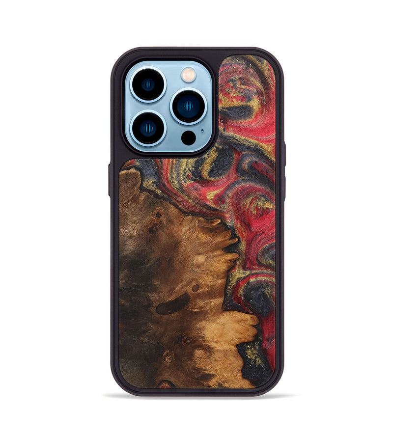 iPhone 14 Pro Wood+Resin Phone Case - Justin (Red, 718832)