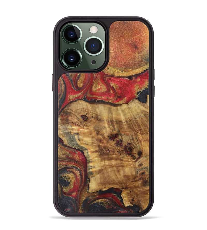 iPhone 13 Pro Max Wood+Resin Phone Case - Braden (Red, 718833)