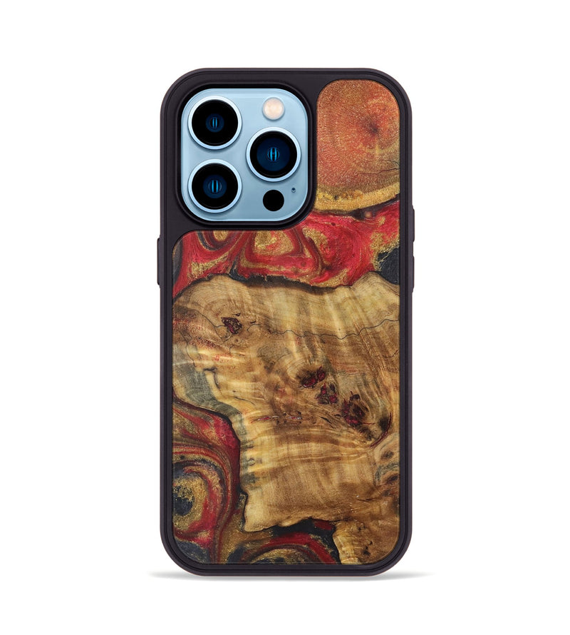 iPhone 14 Pro Wood+Resin Phone Case - Braden (Red, 718833)