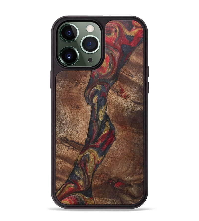 iPhone 13 Pro Max Wood+Resin Phone Case - Kennedy (Red, 718834)