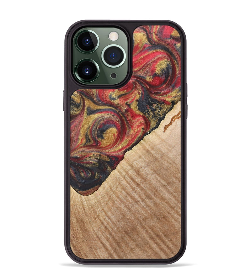 iPhone 13 Pro Max Wood+Resin Phone Case - Micah (Red, 718836)