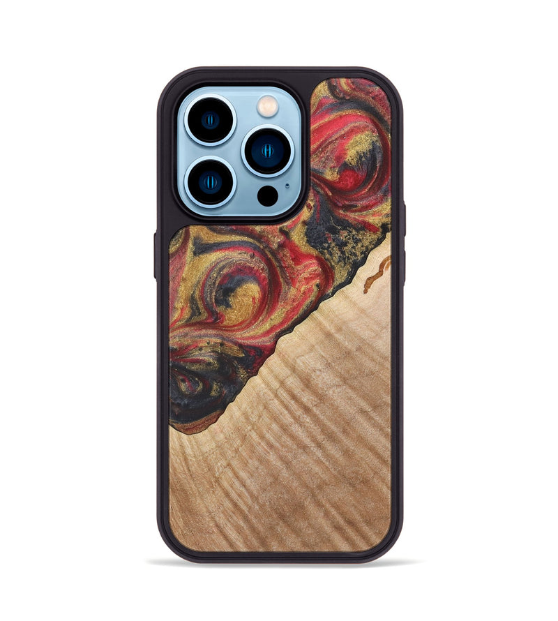 iPhone 14 Pro Wood+Resin Phone Case - Micah (Red, 718836)