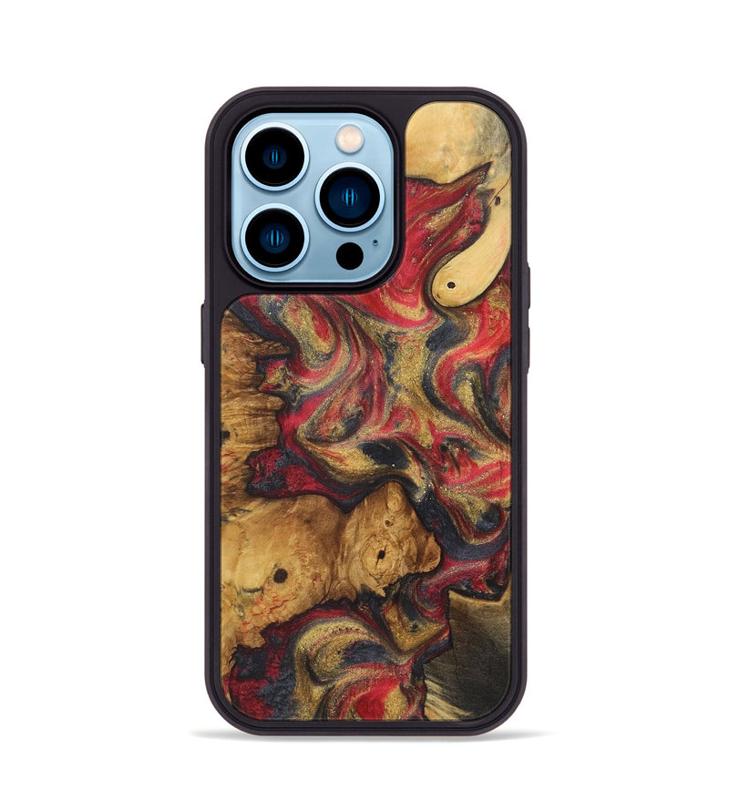 iPhone 14 Pro Wood+Resin Phone Case - Willow (Red, 718839)