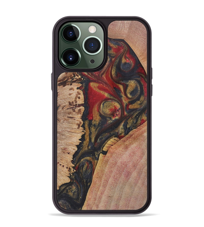 iPhone 13 Pro Max Wood+Resin Phone Case - Landen (Red, 718840)