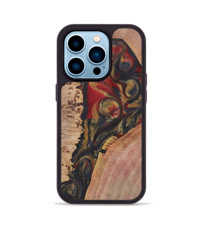 iPhone 14 Pro Wood+Resin Phone Case - Landen (Red, 718840)