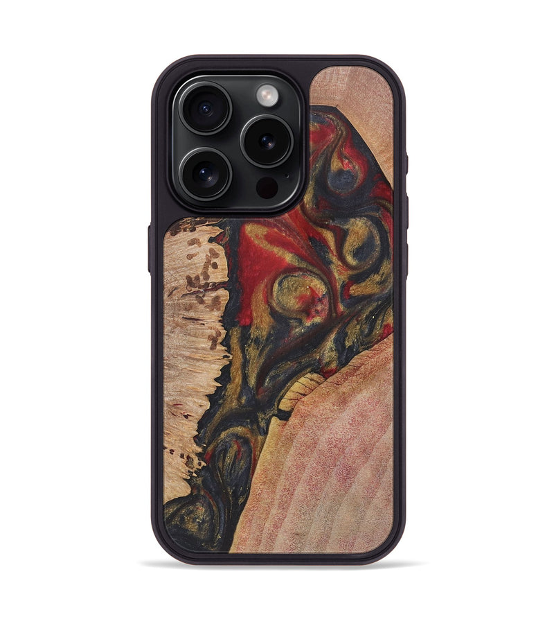 iPhone 15 Pro Wood+Resin Phone Case - Landen (Red, 718840)