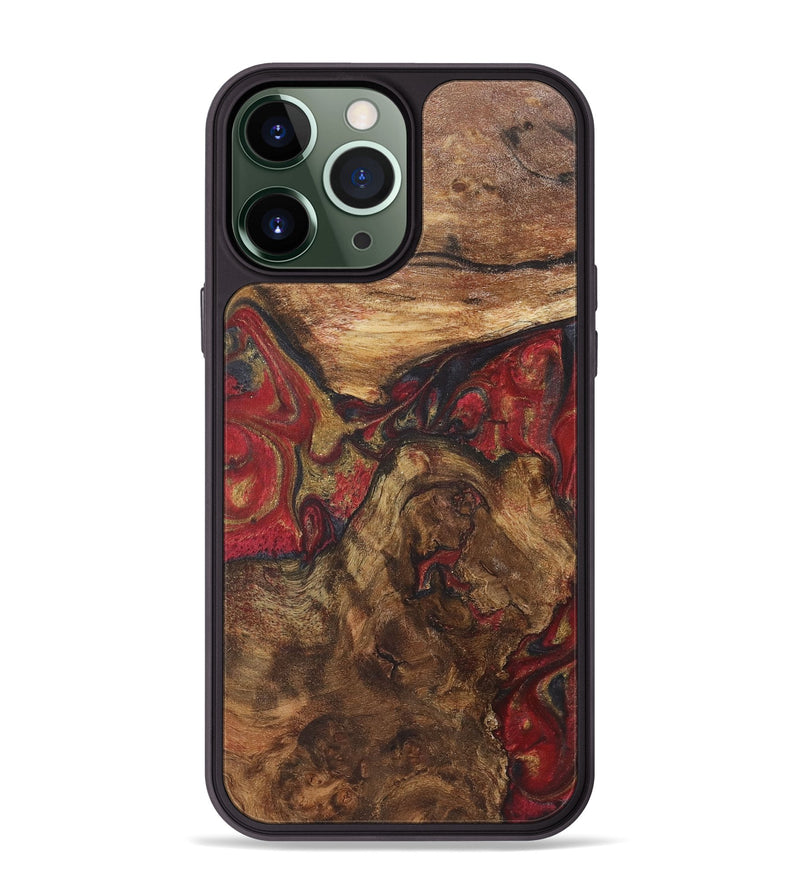 iPhone 13 Pro Max Wood+Resin Phone Case - Nathaniel (Red, 718841)