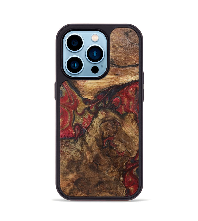 iPhone 14 Pro Wood+Resin Phone Case - Nathaniel (Red, 718841)