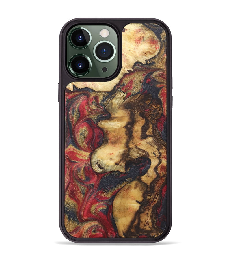 iPhone 13 Pro Max Wood+Resin Phone Case - Hayden (Red, 718843)