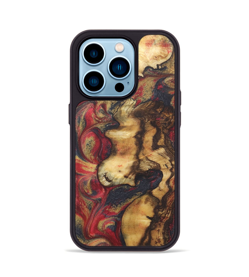 iPhone 14 Pro Wood+Resin Phone Case - Hayden (Red, 718843)