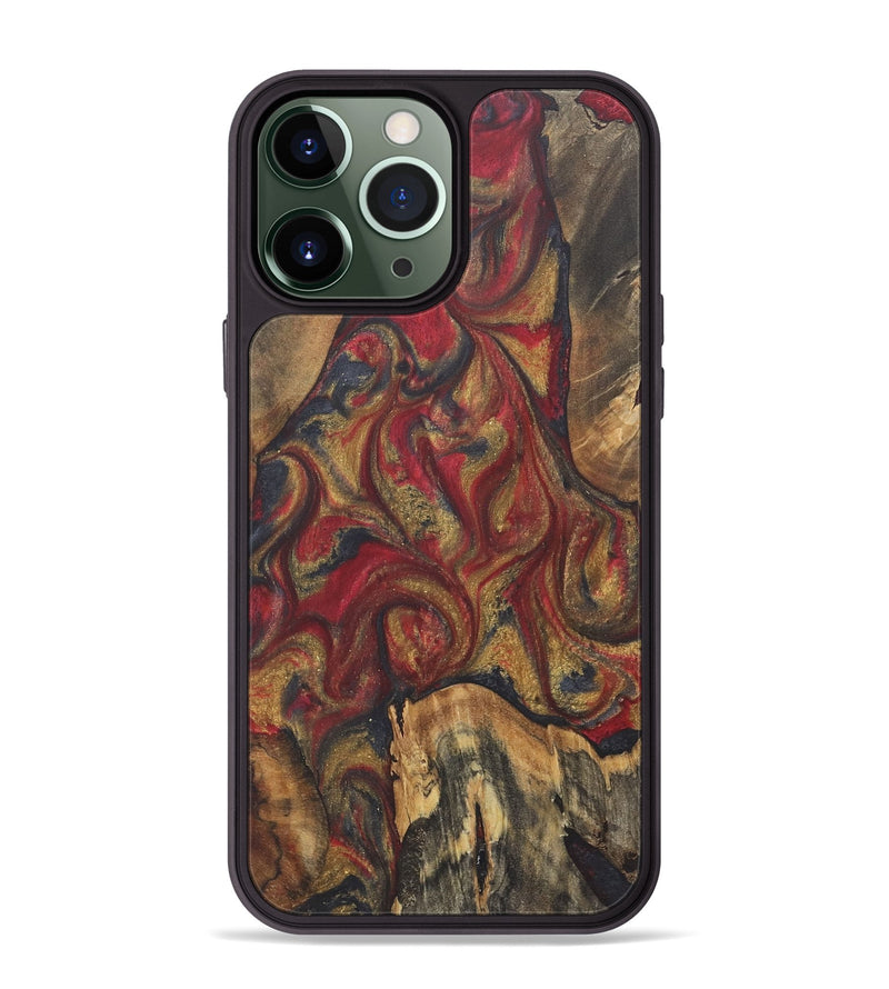 iPhone 13 Pro Max Wood+Resin Phone Case - Charlee (Red, 718844)