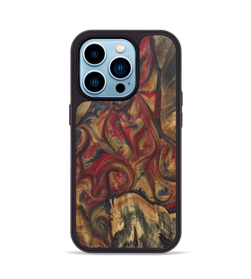 iPhone 14 Pro Wood+Resin Phone Case - Charlee (Red, 718844)