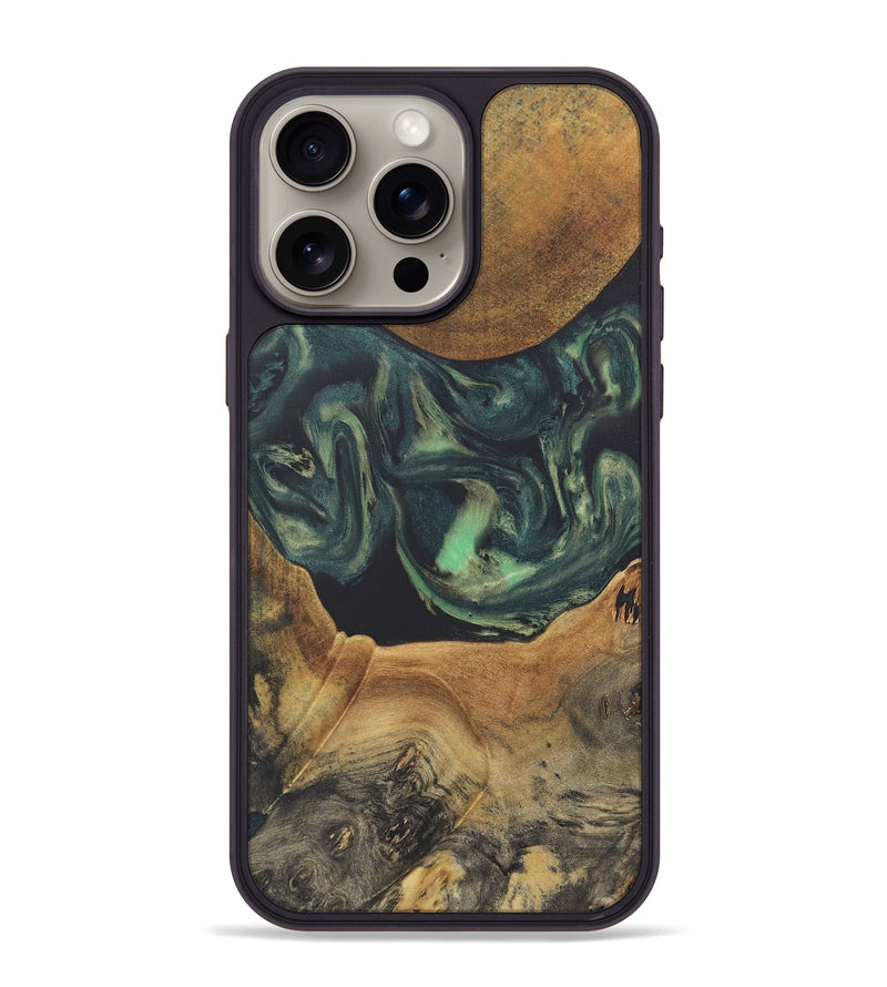 iPhone 15 Pro Max Wood+Resin Phone Case - Marshall (Green, 718886)