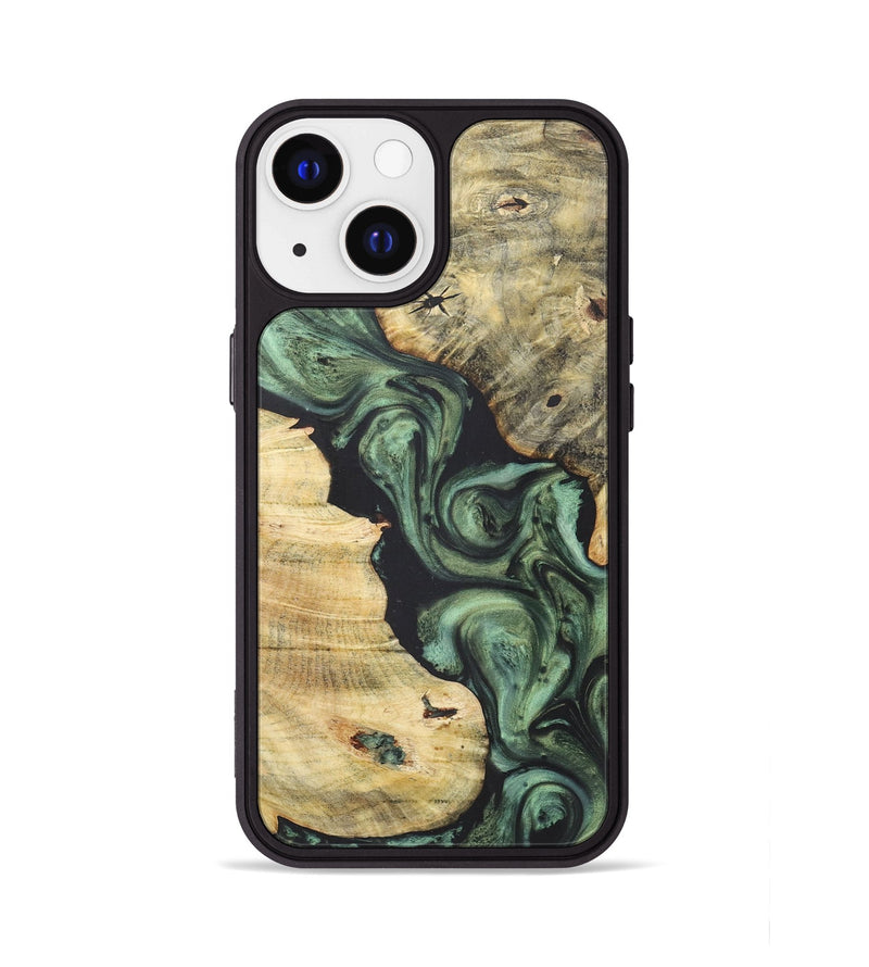 iPhone 13 Wood+Resin Phone Case - Latonya (Green, 718911)