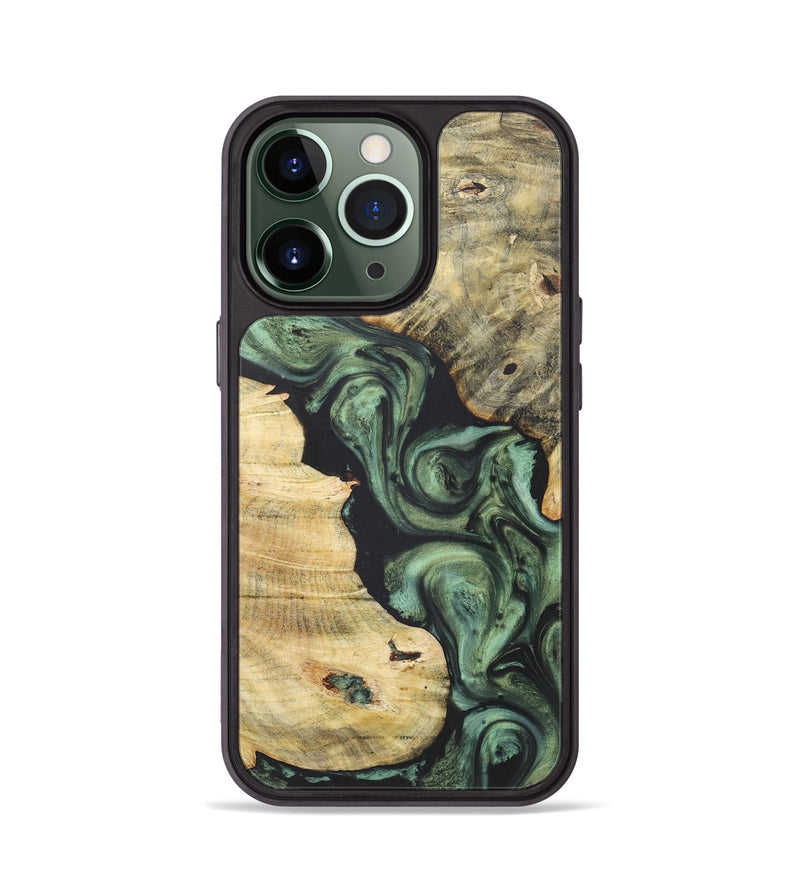 iPhone 13 Pro Wood+Resin Phone Case - Latonya (Green, 718911)