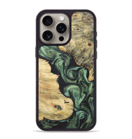 iPhone 15 Pro Max Wood+Resin Phone Case - Latonya (Green, 718911)