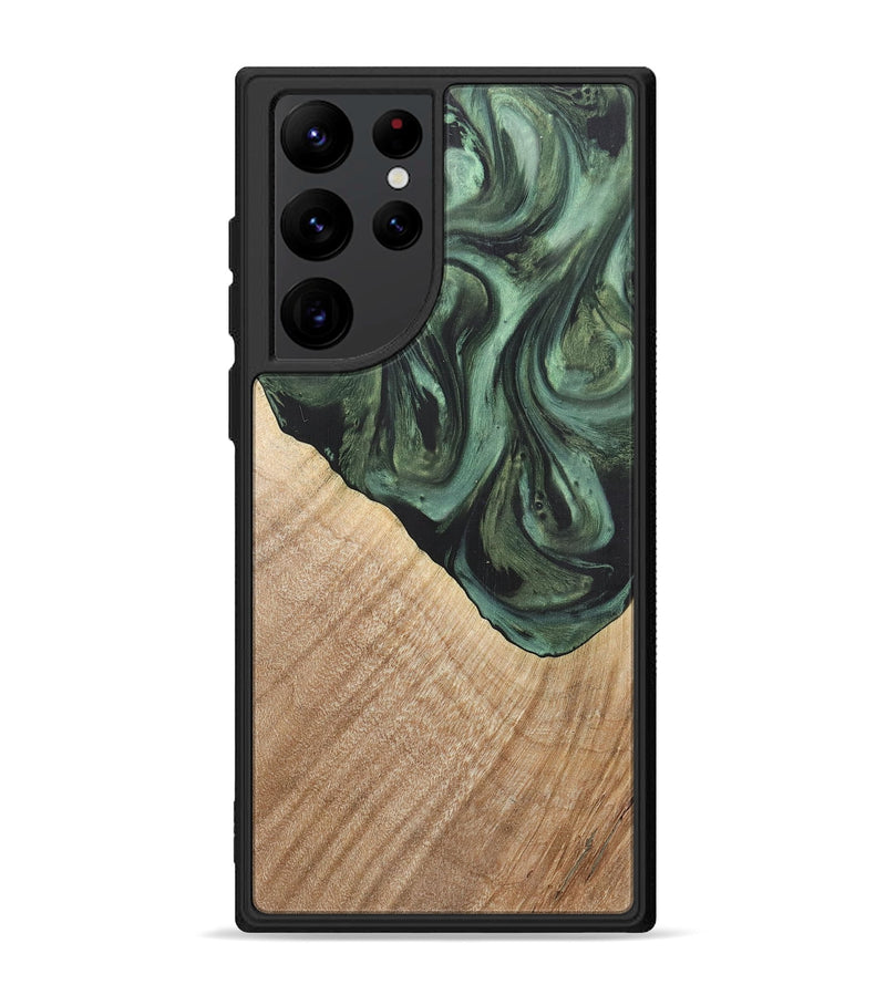 Galaxy S22 Ultra Wood+Resin Phone Case - Mattie (Green, 718914)