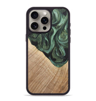 iPhone 15 Pro Max Wood+Resin Phone Case - Mattie (Green, 718914)