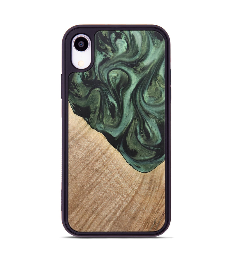 iPhone Xr Wood+Resin Phone Case - Mattie (Green, 718914)