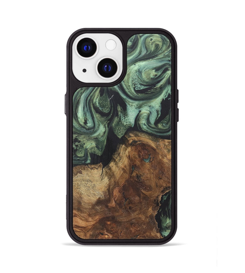 iPhone 13 Wood+Resin Phone Case - Cayden (Green, 718915)