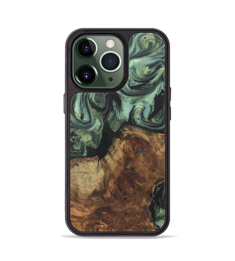 iPhone 13 Pro Wood+Resin Phone Case - Cayden (Green, 718915)